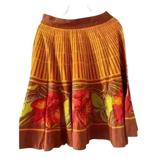Odille Vintage Skirt. Fall colors 28 inch waist. Cotton - Picture 1 of 9